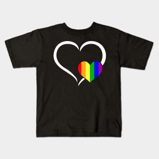 Heart  Flag LGBT-Q Cool Gay Pride Ally Equality Kids T-Shirt